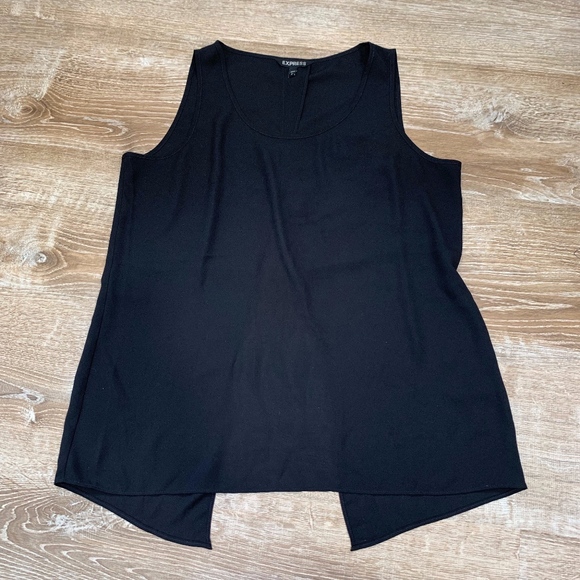 Express Tops - Express Split-back Black Tank Top.
